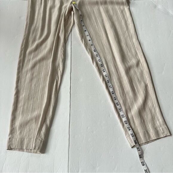 Candies Y2k 00's Paper Bag Belted Tie Waist Pants Tan Ivory Stripe Size Small - Picture 12 of 14